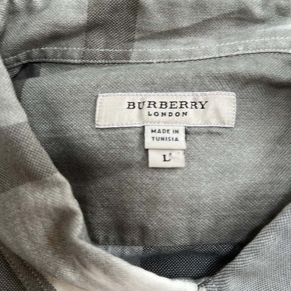 New! Burberry London Men’s large sage green nova check tie dye toned shirt. - Picture 4 of 12